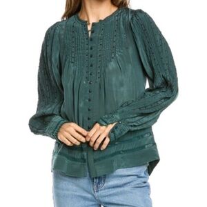 Sea New York Emerald Mock Neck Blouse